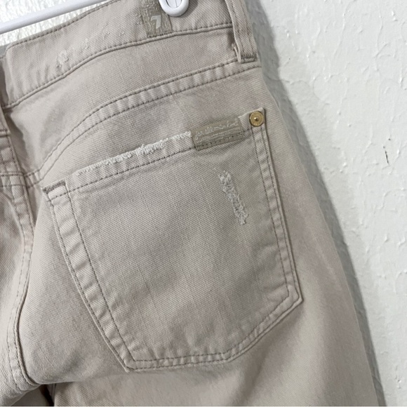 7 For All Mankind “The Slim Cigarette” Destroyed Women’s Jeans Size 27 Beige EUC - Picture 6 of 11
